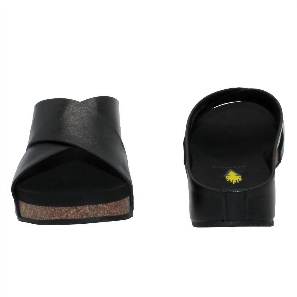 NEW VOLATILE women's ablette wedge slip on sandals in black - Picture 2 of 5